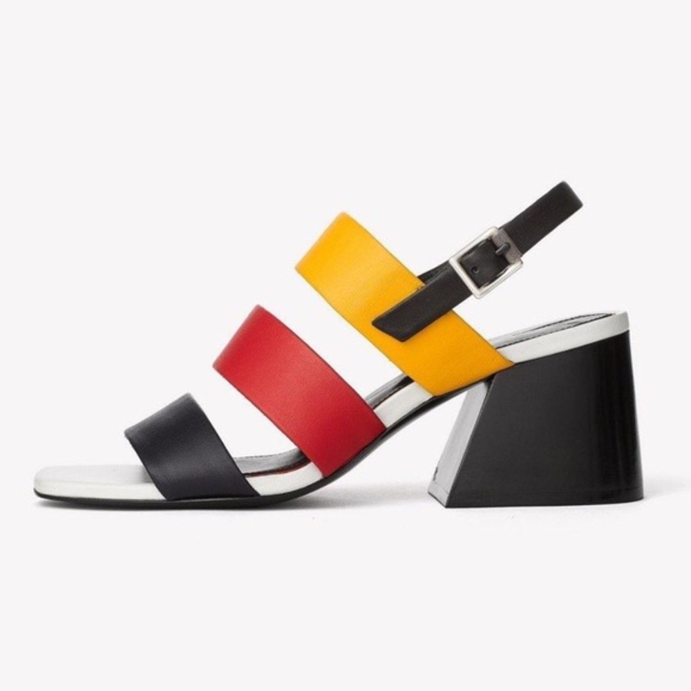 Rag & Bone “Reese” Leather Multi-Color Slingback Heeled Sandals